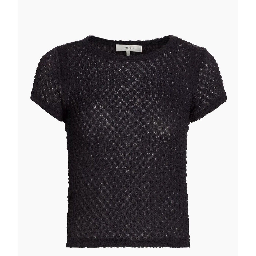 Frame Denim Black Short Sleeve Knit Tee
